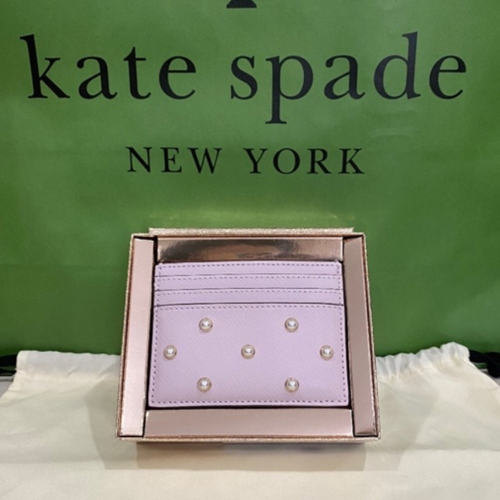 Kate Spade lavender pearl card wallet